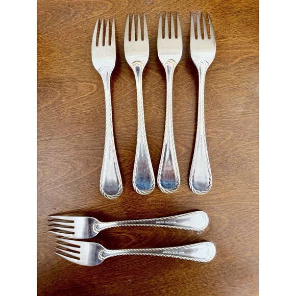 Oneida Belmont Lyons Stainless Nickel 18/10 Rope Edge Silverware Set Of 6 Forks - Picture 2 of 16